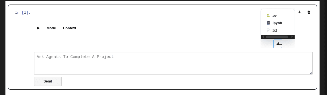 SageBow export dialog inside the notebook UI